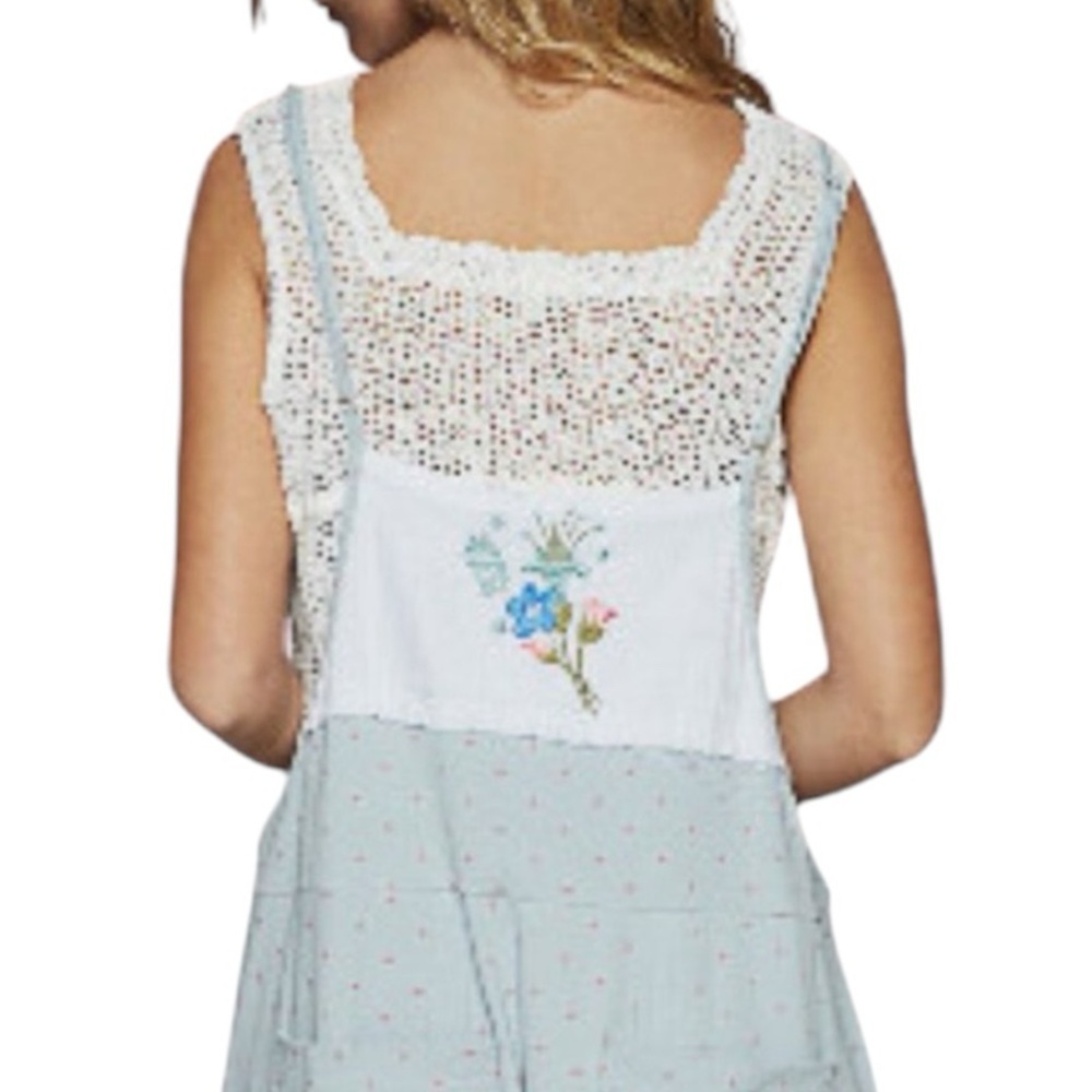 POL JUMPSUIT AND RIBBED PATCHWORK DETAILS WITH POCKETS IN POWDER BLUE SZ LARGE - Picture 8 of 8